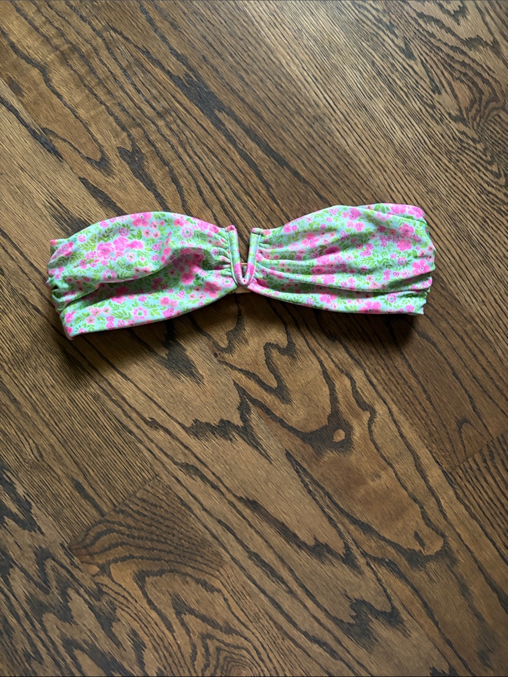 Kulani Kinis Pink and Green Floral Bandeau Bikini Top